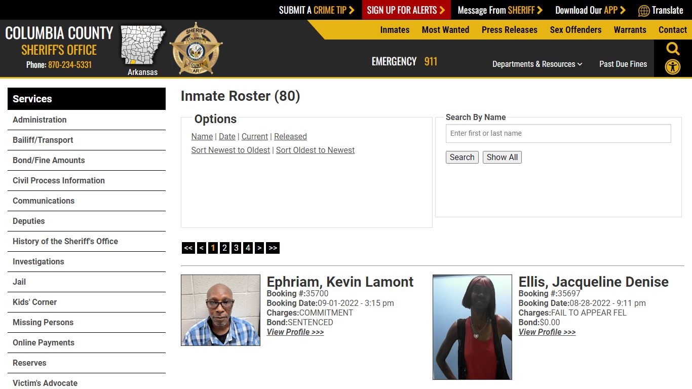 Inmate Roster (64) - Columbia County Sheriff AR